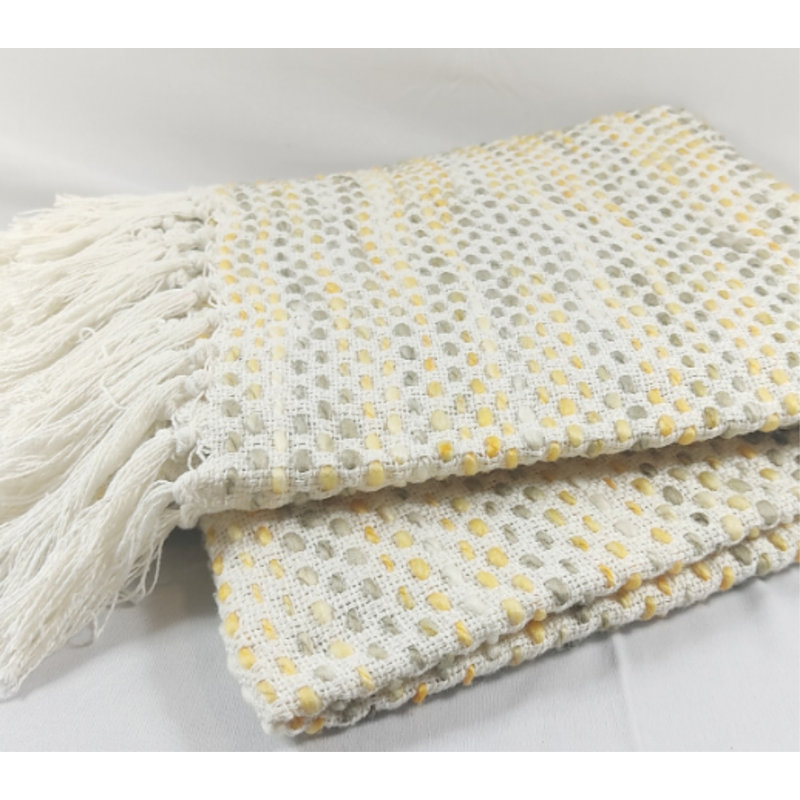 Chenille Throw Blanket, Yellow/Gray