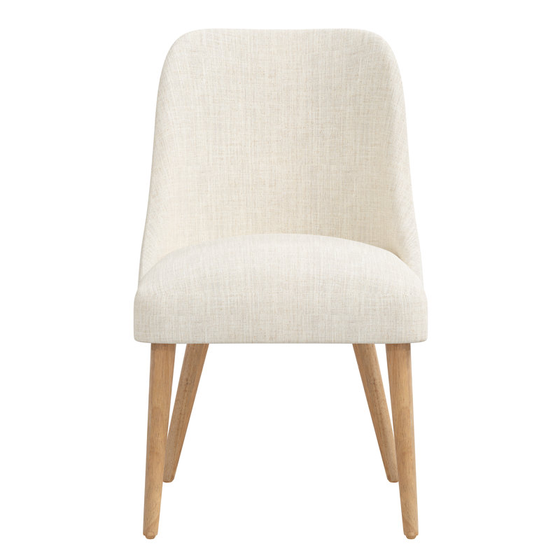 Chaise en bois massif Lozelle, Bois naturel, Lin classique talc