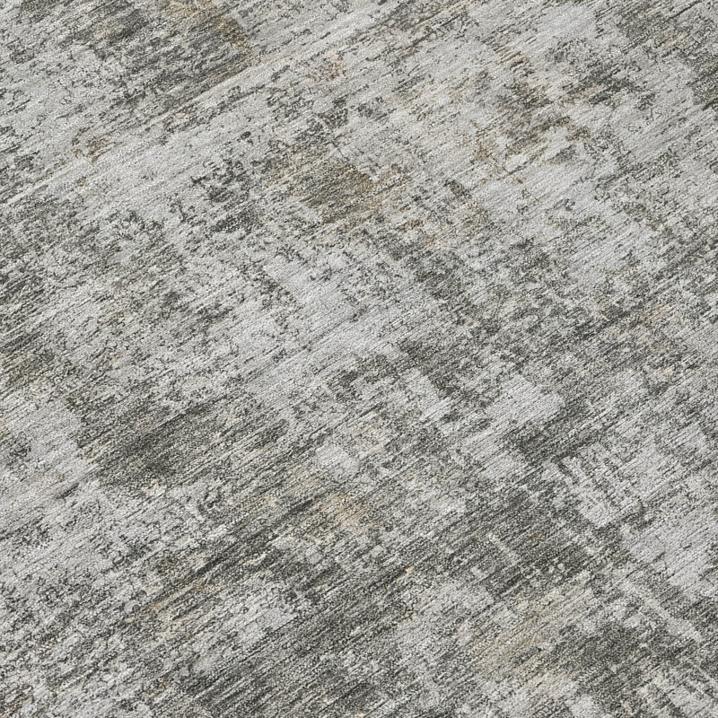 Mezzara Gray Washable Indoor-Outdoor Rug - LOOMLAN, 10' x 14'
