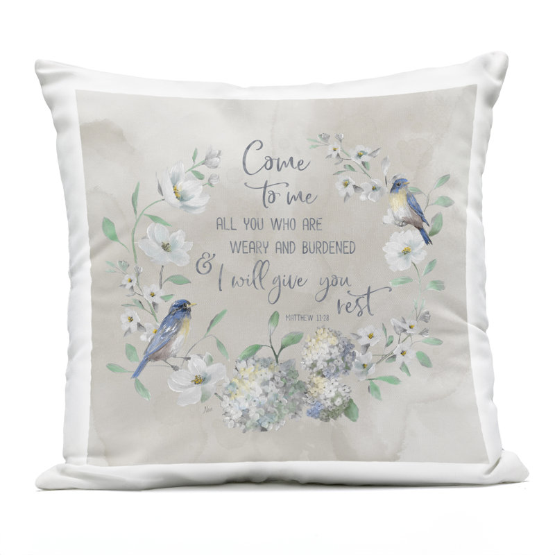 Coussin d'extérieur Comforting Proverb & Wreath