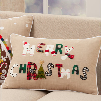 Ariadne 'Merry Christmas' Holiday Rectangular 100% Cotton Pillow Cover