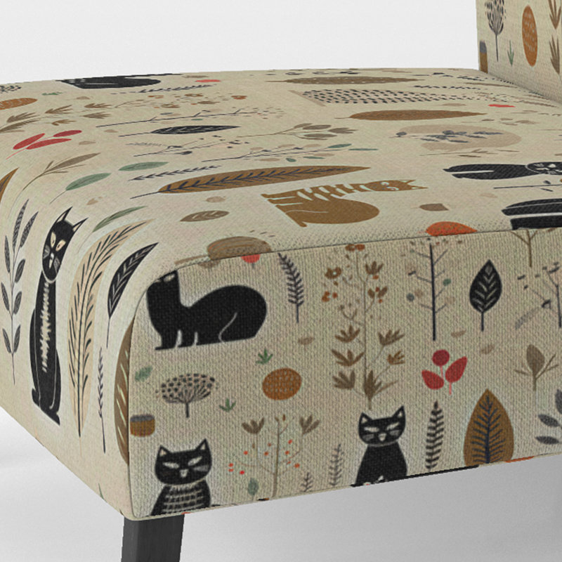 Fauteuil de chambre rembourré d'apparence décontractée Minimalist Forest, Brun / crème / beige