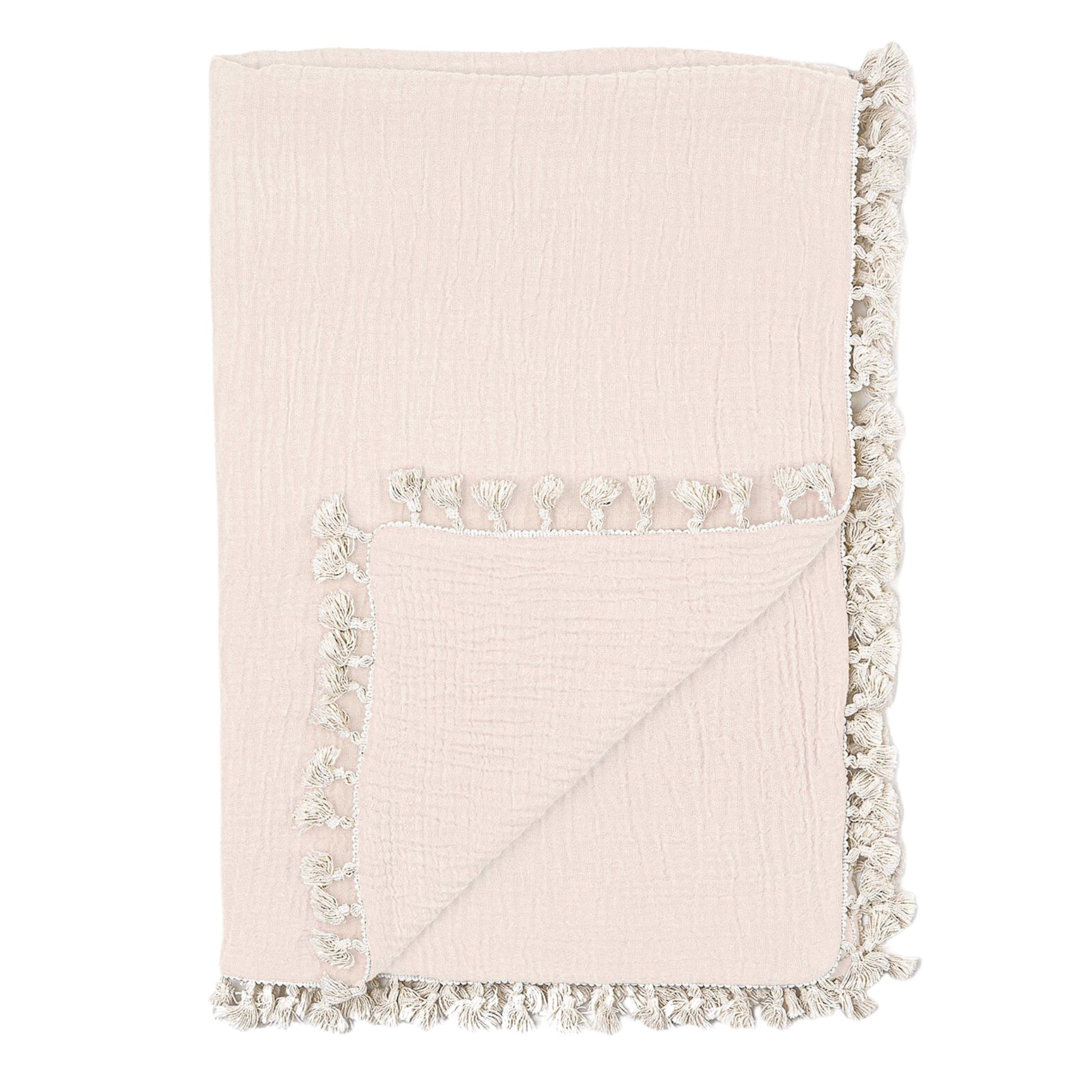 Light Pink 100% Cotton Baby Blanket, Stroller and Swaddle Blanket, Crane Baby Crane Baby