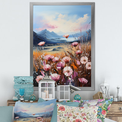 "Pink Dandelion Flowers On Lake", reproduction d'art sur toile