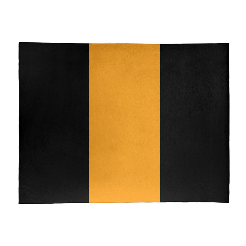 Tapis noir/jaune rayé, Rectangle 5 pi x 7 pi
