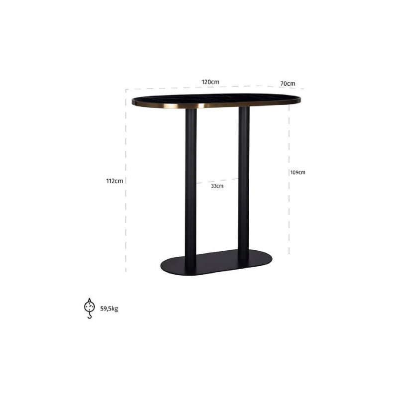 Zenza Oval Metal Base Dining Table, 44"