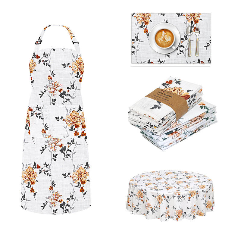 Grey Floral 100% Cotton 20x20 Inch Napkins Set of 12
