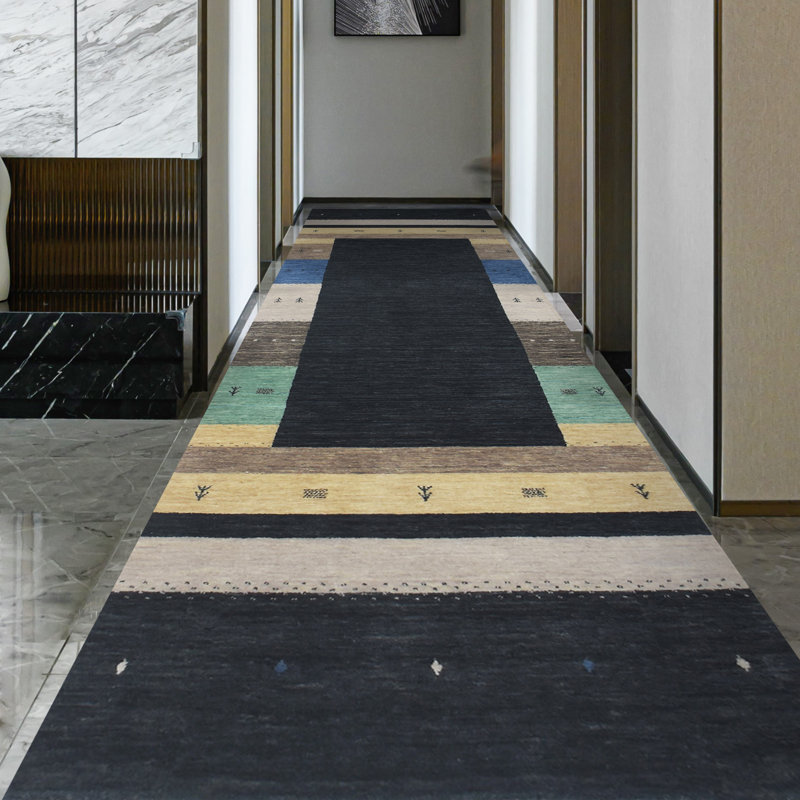 Handmade Wool Striped Area Rug, Runner 2'6" x 10'