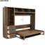 Lit double en bois antique avec garde-robe, tiroirs et espaces de rangement pratiques - et tablettes pratiques
