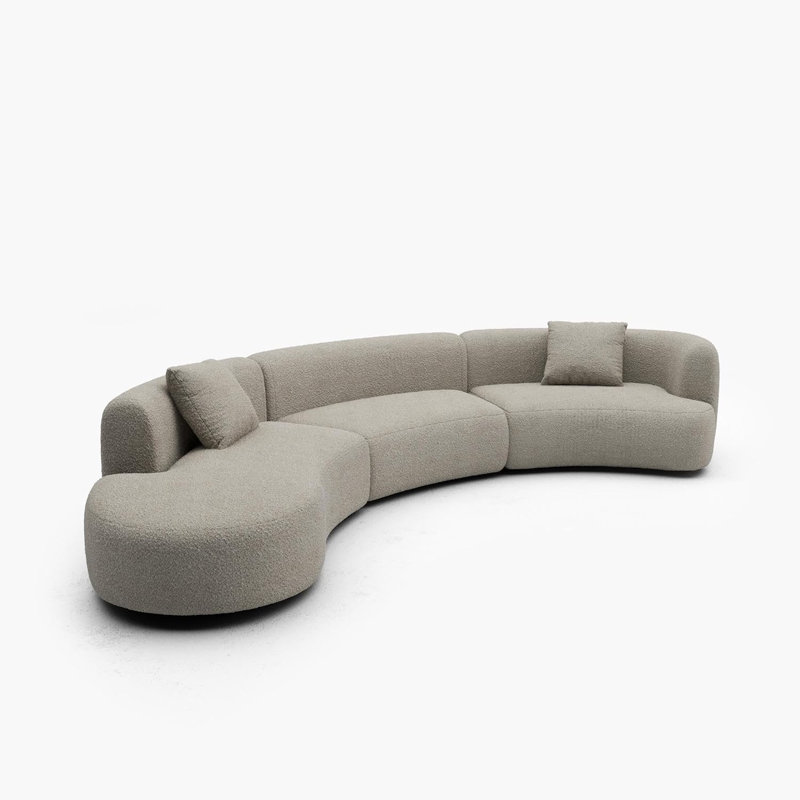  Canapé modulaire courbé Acanva Formia Boucle, l 153 po faisant face à la gauche, café clair, 26.8" H x 153.5" W x 60" D