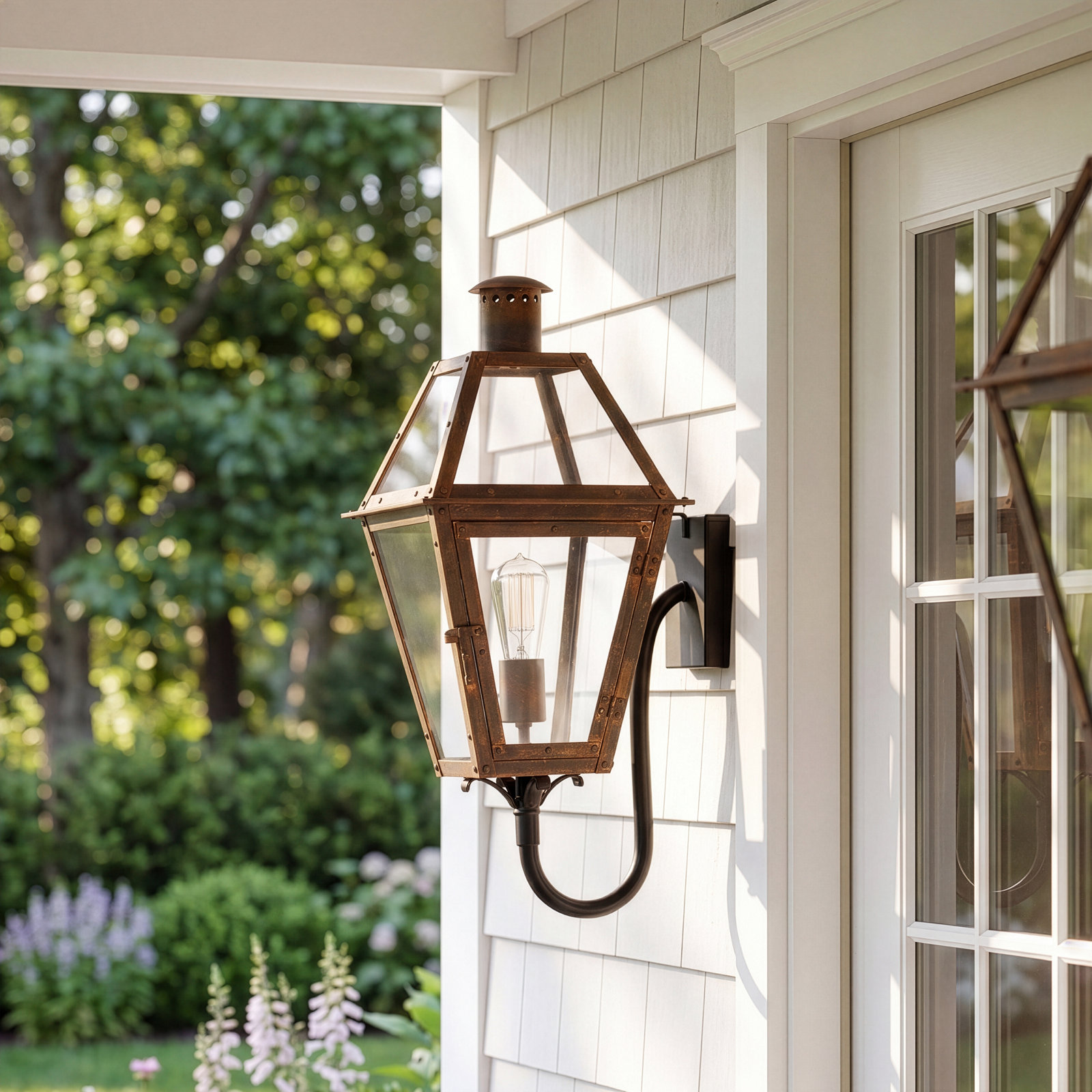 Amber Single Light Empire Outdoor Wall Light, Industrial Bronze