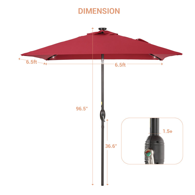 Parasol de marché carré 78 po Rukhsaar, Rouge vin