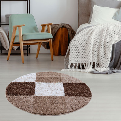 Myshaggy Collection Rugs Geometric Design in Brown