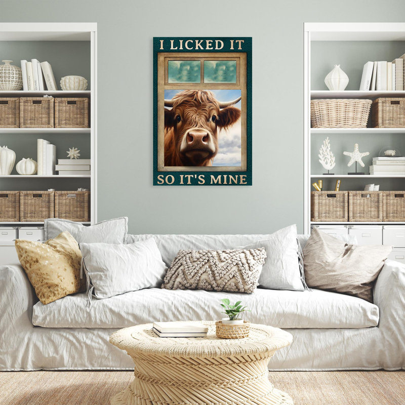 " Highland Cow I Licked It 1 ", L 11 po x H 14 po x P 1,25 po