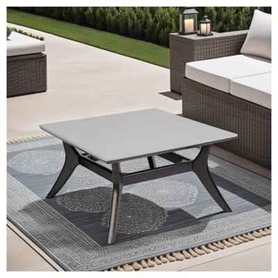 Outdoor Coffee Table In Dark Eucalyptus Wood And Super Stone