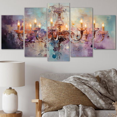 Lustre impressionniste splendeur pointillisme 5 pièces