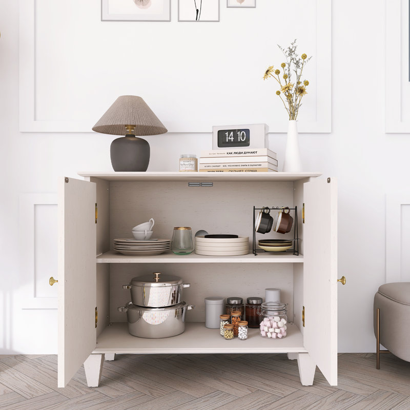 Buffet rétro en bois avec rangement, Blanc