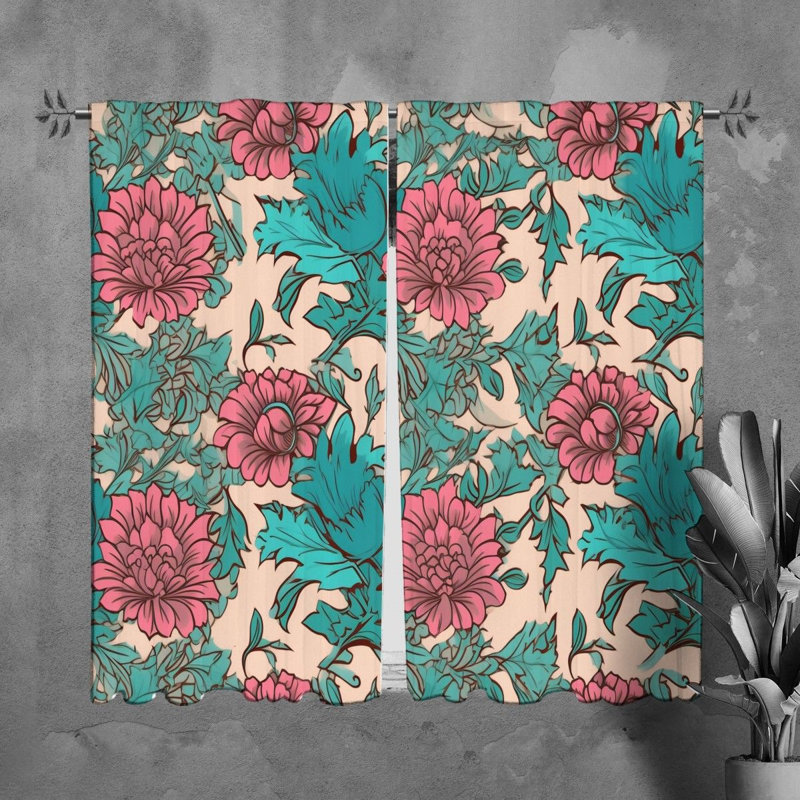 Rideaux à motif floral - 6071, L 40 po x L 82 po