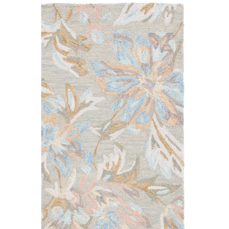 Antario Hand Tufted Wool/Cotton Floral Rug in Beige/Pink/Blue, Rectangle 6' x 9'