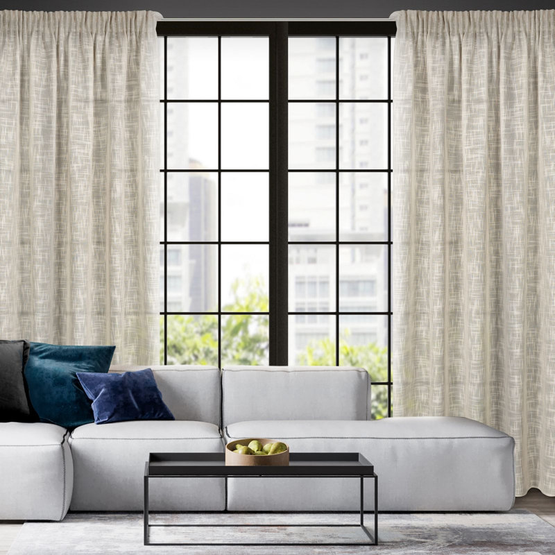 Mahika Semi -transparent Curtains Single Panel, Beige