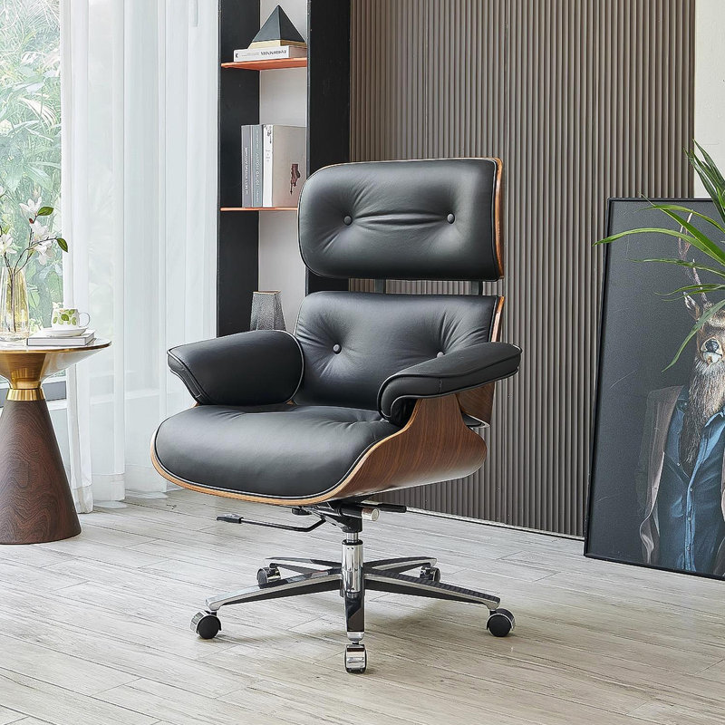 Chaise d'ordinateur pivotante en cuir