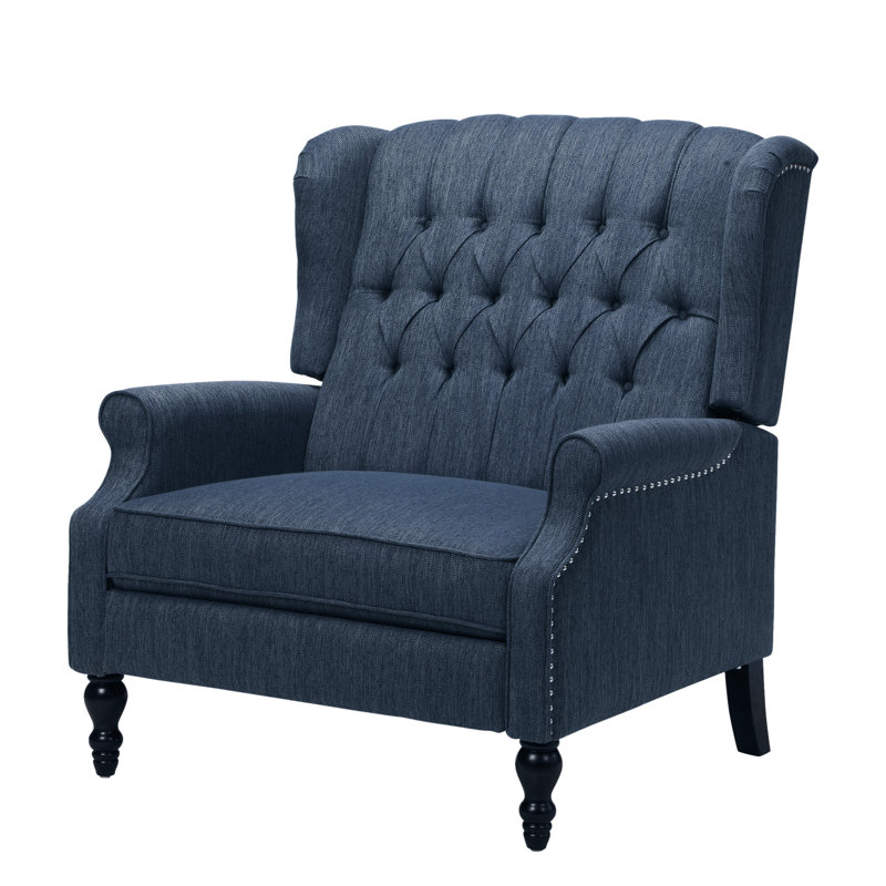 Mattice Upholstered Recliner, Navy Blue