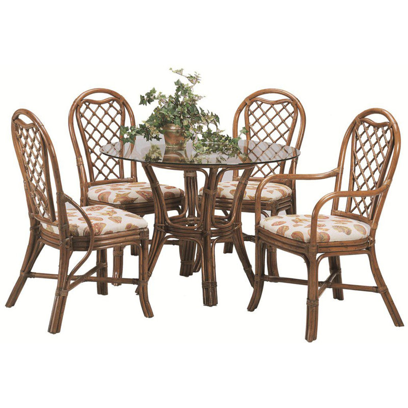 Trellis Round Glass Dining Table, 29" H x 48" L x 48" W, Ocean