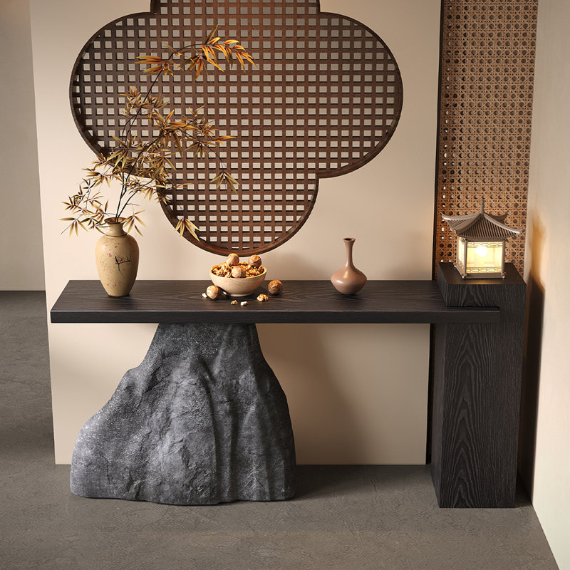 Console moderne et simple, Noir/gris, H 35,4 po x l 70,9 po x P 11,8 po