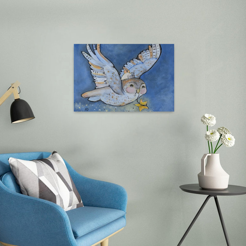 Owl'S Starry Flight Contemporary Bird Owl Animal Forest Wall Art Print, 40.64cm H x 60.96cm W