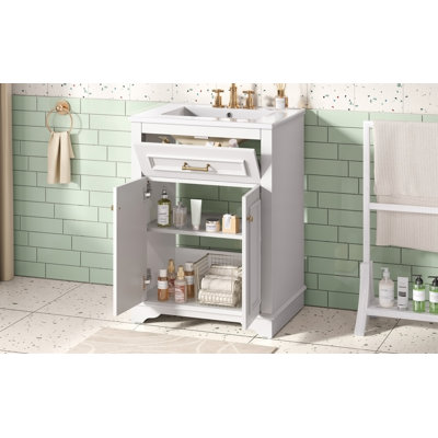 24" Bathroom Vanity with Integrated Ceramic Sink