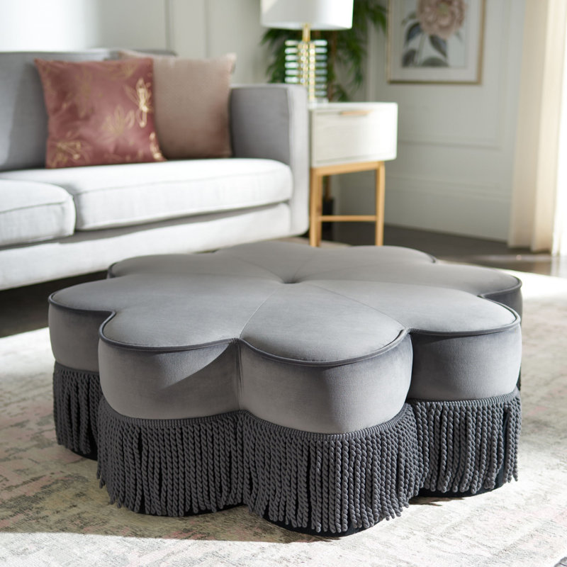 Khan Upholstered Ottoman, Dark Gray