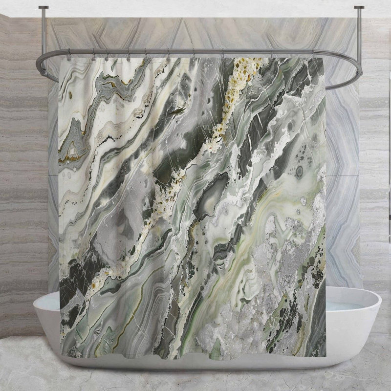 Rideau de douche Layered Agate - Décoration de salle de bain moderne, H 84 po x l 70 po