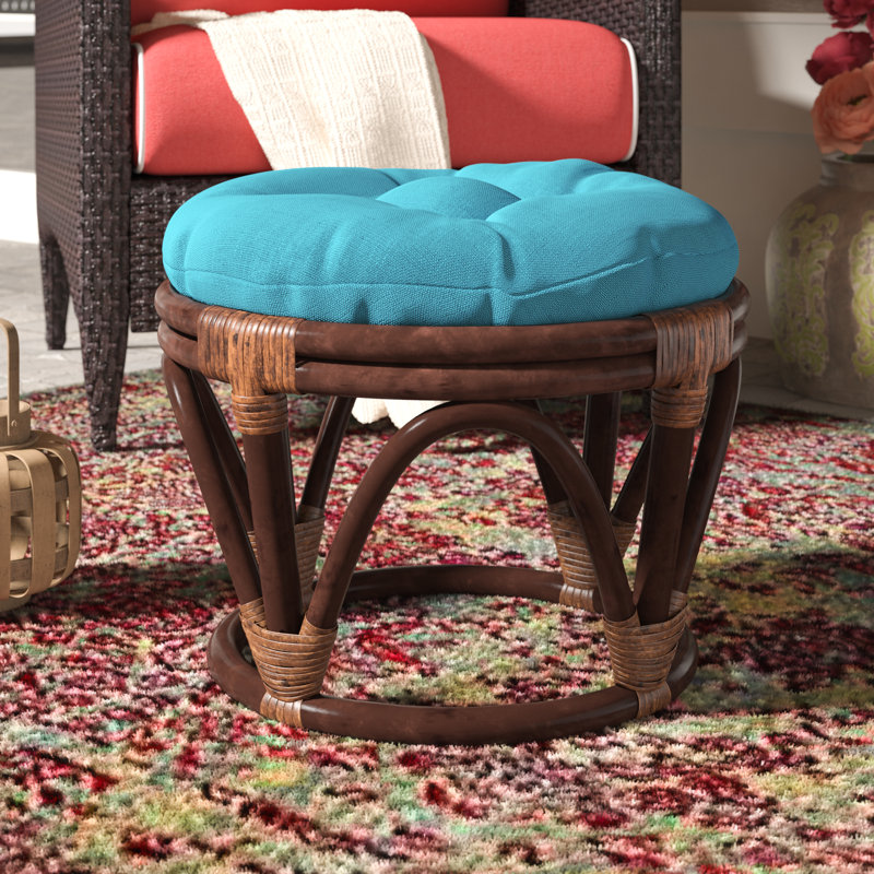 Repose-pieds d'extérieur avec coussin Arvina, Bleu