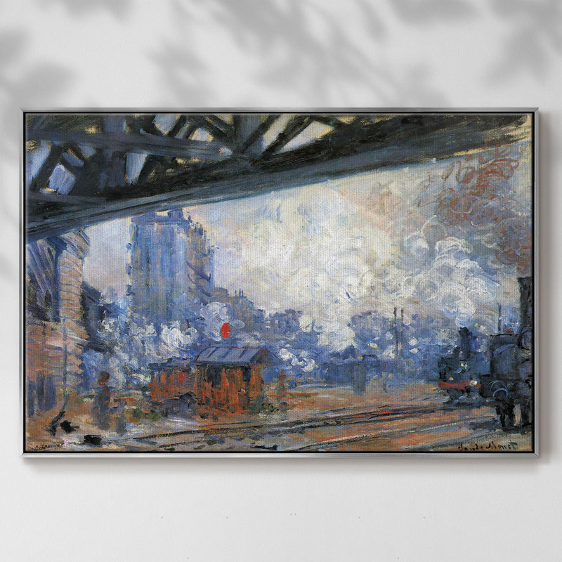 The Station Saint - Reproduction sur toile avec cadre flottant, H 27 po x l 41 po x P 2 po, Argent