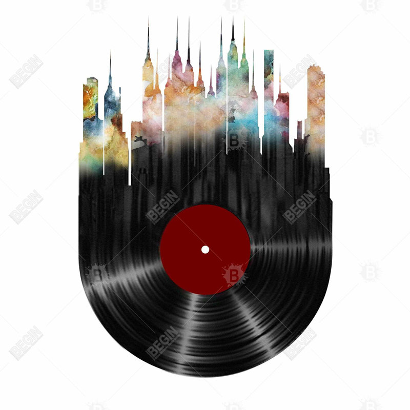 «Abstract City On A Vinyle Disc» sur toile