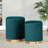 Nesting Pleated Ottoman Set in Velvet with Gold Metal Base