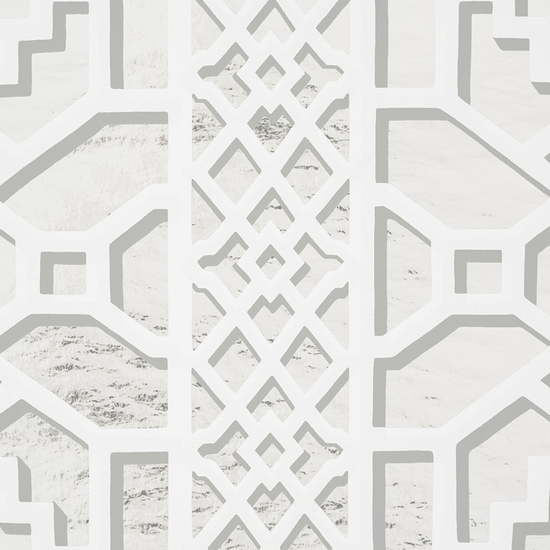 Papier peint Zanzibar Trellis Mylar, Argent