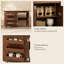 Table de couture pliante multifonctionnelle en noyer sur roulettes verrouillables - poste de travail 4-en-1, bureau d'ordinateur, table de bout et rangement de cuisine avec tablettes