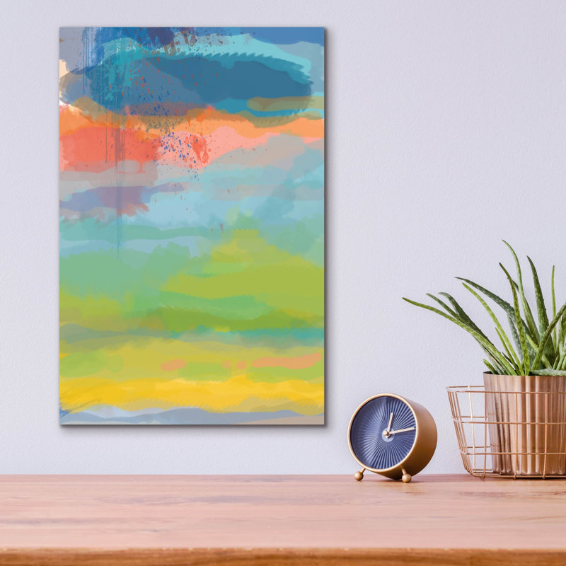 «Coral Sky» par Jan Weiss, art mural en verre acrylique, H 16 po x l 12 po x P 0,13 po