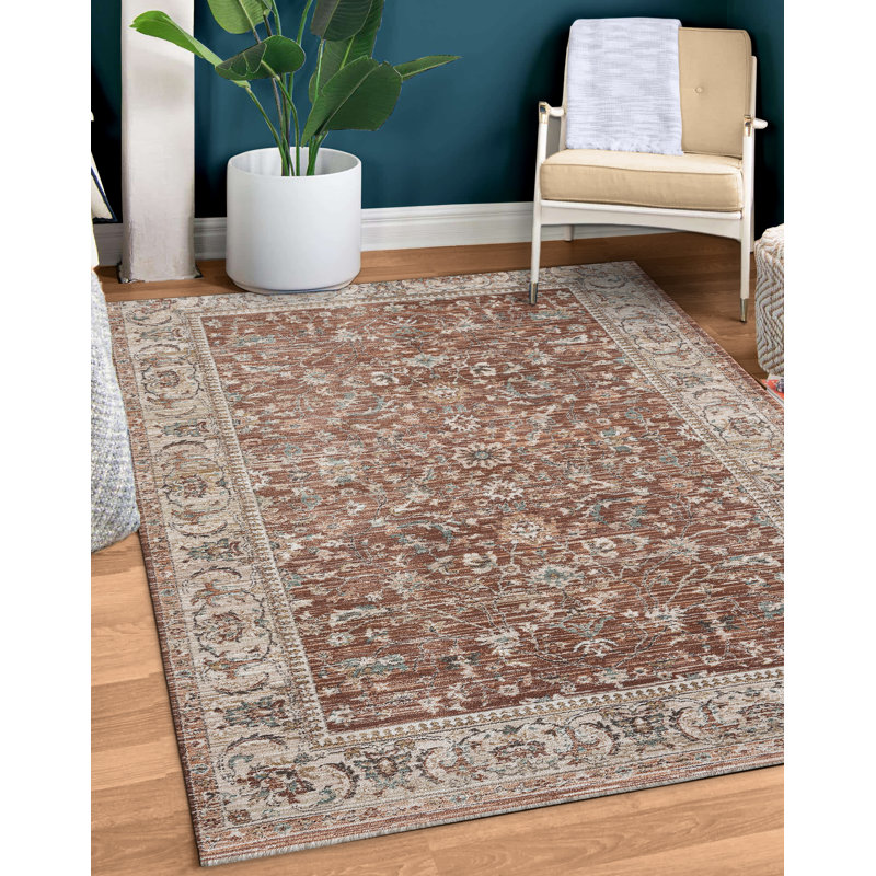 Tapis d'intérieur tissé en polyester Heritage, Rouille, 2 pi 2 po x 7 pi 7 po
