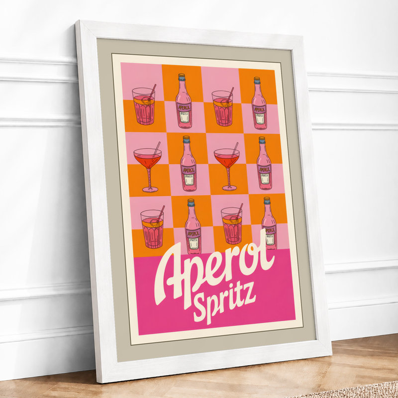 Aperol Spritz Grid Retro - Framed Print, A2 - 59.4 x 42.0 cm, White