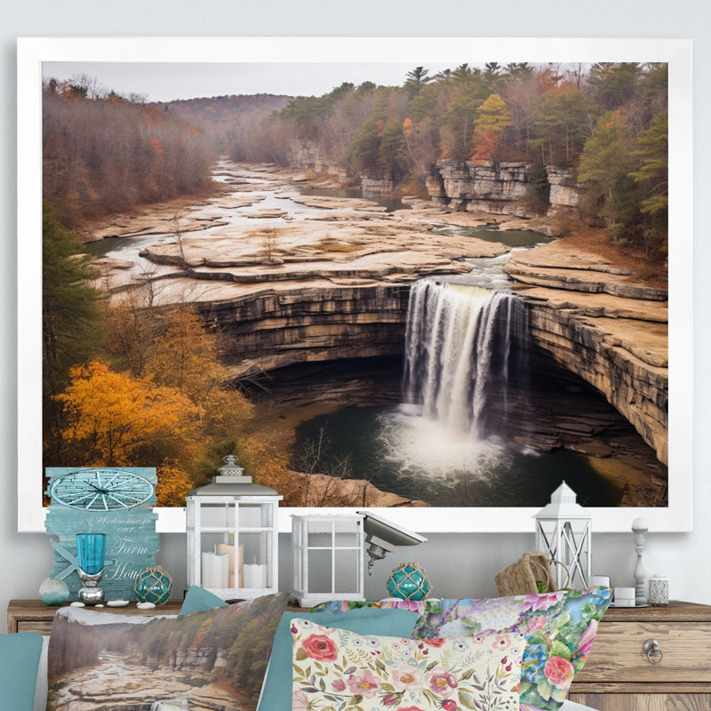 Alabama Water Cascades Beauty II - impression, H 12 po x l 20 po x P 1 po, Cadre photo blanc