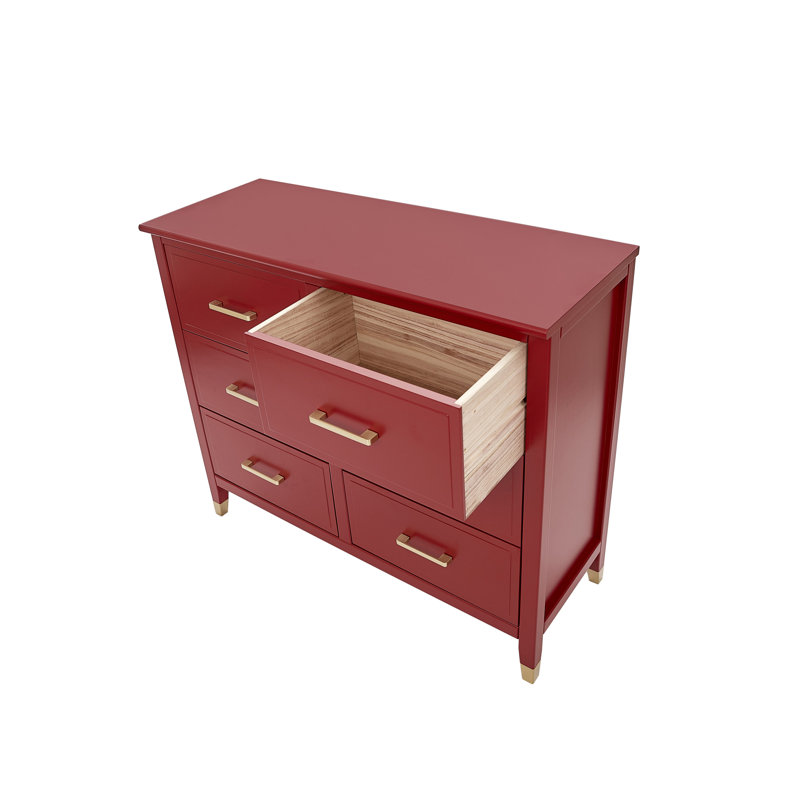 6 Drawer 105Cm W Double Dresser, Red