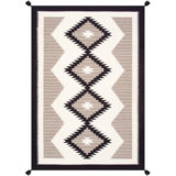 Canvello Tuscany Reversible Wool Ivory Area Rug- 6'1'' X 9'