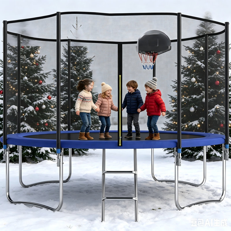 SUMIJ Round Backyard Trampoline with Safety Enclosure