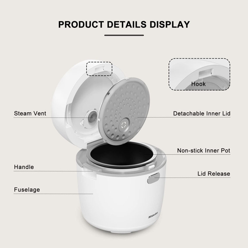 Mishcdea Small Rice Cooker 3-cup Uncooked, Mini Rice Cooker Ceramic Nonstick For 1-2 People, Multi Menus With Smart Touch Screen, Timer & Warmer, For Quinoa, Oats And Grains