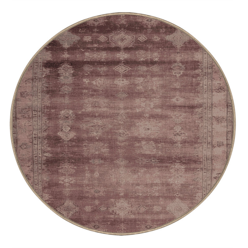 Tapis brun lavable à la machine, Rond 7 pi