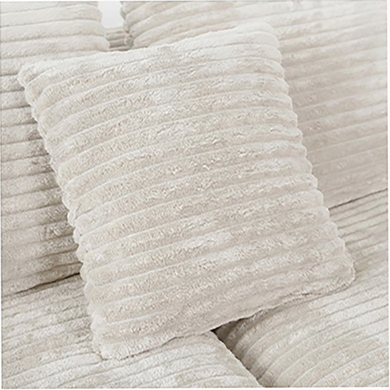 Boneless 108-Inch High-Resilience Sponge Sofa With Cloud-Like Cushions And Flexible Modular Design., Blanc cassé
