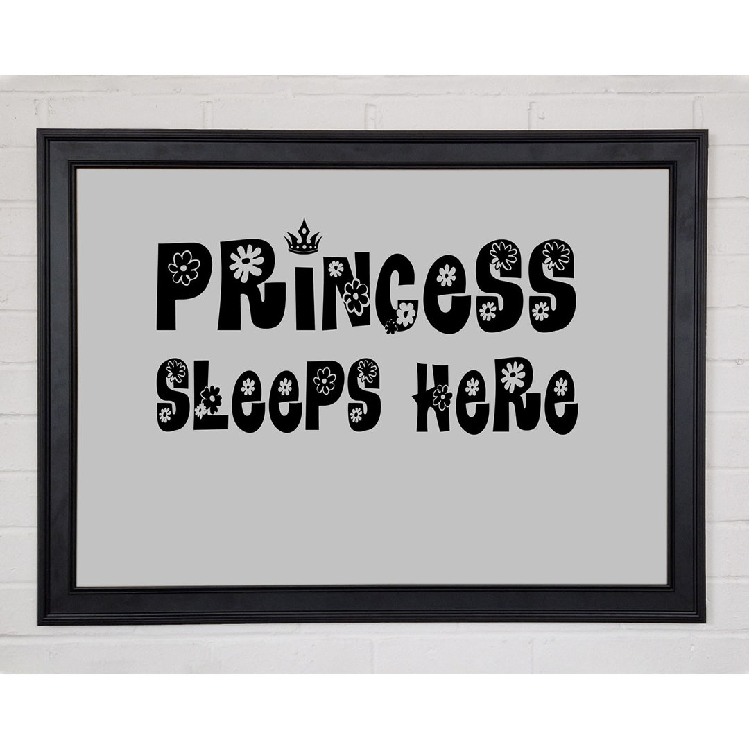 Princesss Sleeps Here Grau Gerahmter Druck 10069