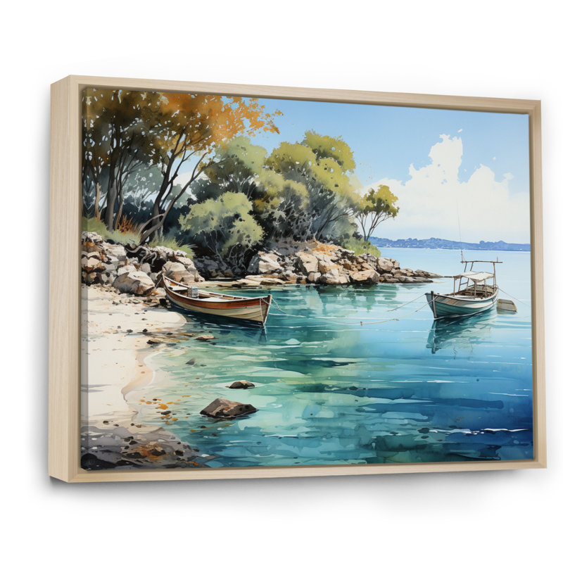 Dominicain Tranquil Bay I, reproduction d'art sur toile, H 12 po x l 20 po x P 1 po, Cadre naturel flottant
